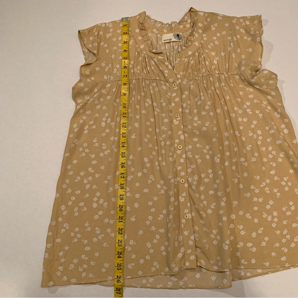 New Everleigh Butter Yellow Floral Wavy Sleeve Blouse M - Picture 10 of 13